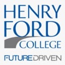 Henry Ford Community College logo with a road on it and the words "future driven."